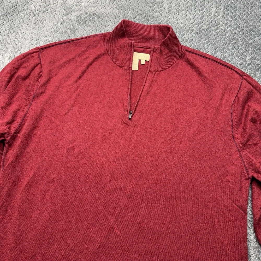 Territory Ahead Men’s Quarter Zip Sweater‎ XXL Cotton Cashmere Red Pullover Knit